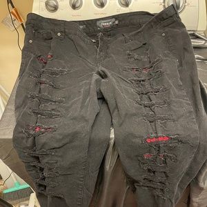 Torrid ripped black and red jeans